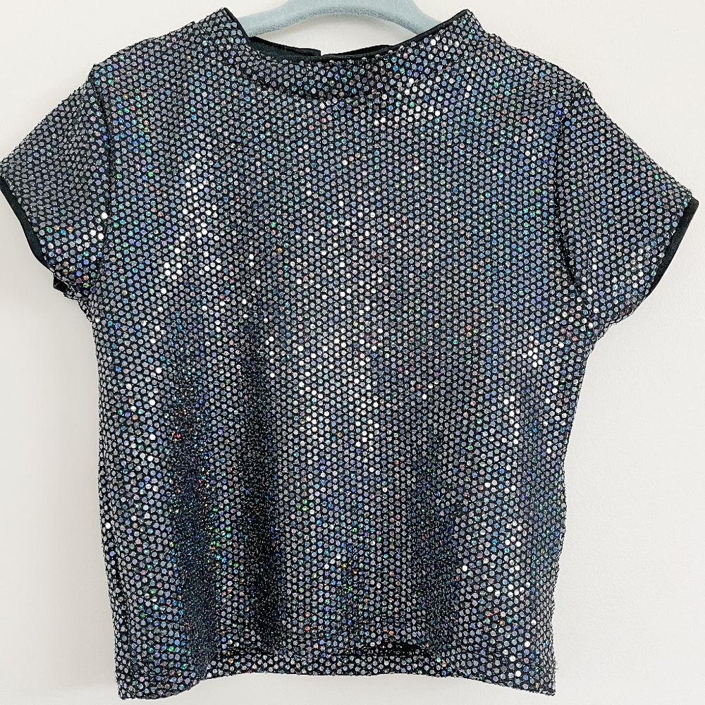 NWOT Zara Girls Mock Neck Sparkle Festive Top